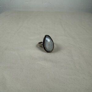 Vintage-Style Sterling Silver Pearcut Moonstone Solitaire Teardrop Ring Size 7.5